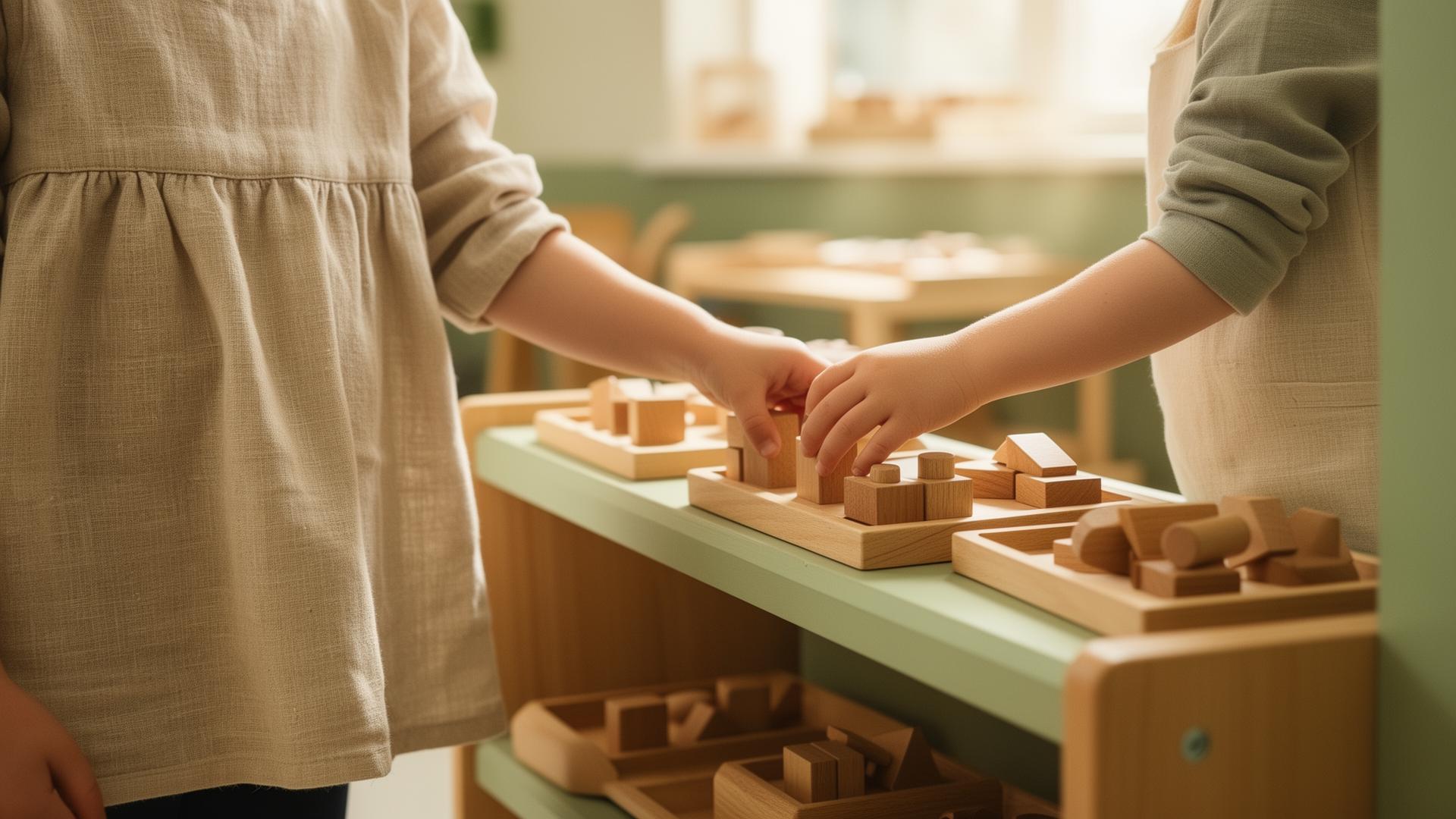 A child at Best Kids Academy focused on Montessori work in a sunlit classroom