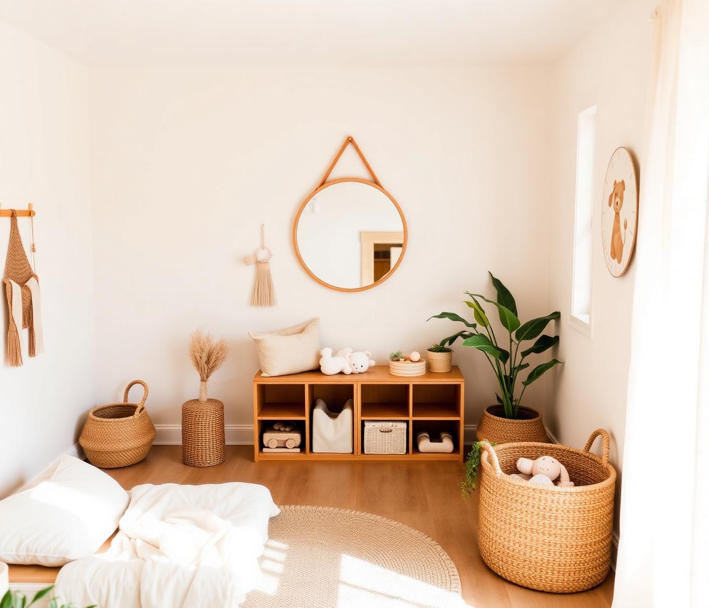 Older infant exploring a calm Montessori classroom