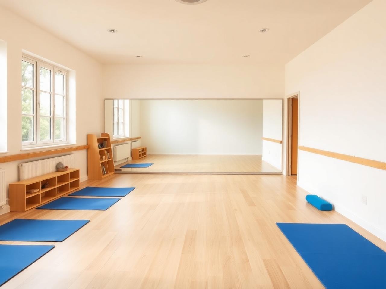 Mirrored multipurpose room at Best Kids Academy used for movement, yoga, and dance